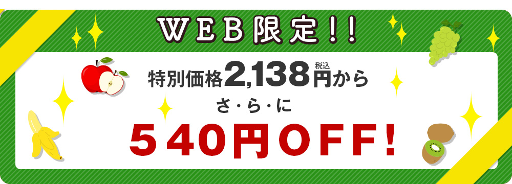 WEB限定！2,138円からさらに540円OFF！